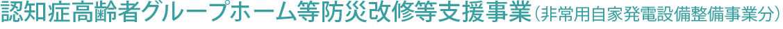 認知症高齢者グループホーム等防災改修等支援事業(非常用自家発電設備整備事業分)