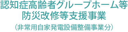認知症高齢者グループホーム等防災改修等支援事業(非常用自家発電設備整備事業分)